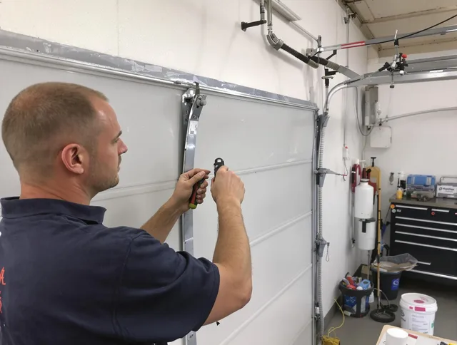Before and after garage door dent repair by Brecksville Garage Door Repair in Brecksville