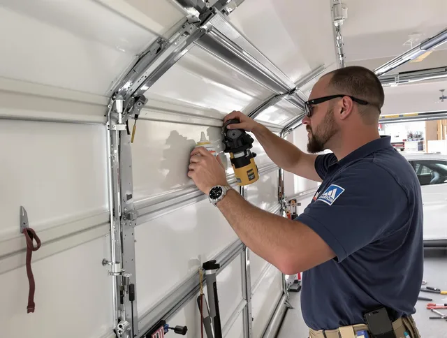 Brecksville Garage Door Repair technician quieting a noisy garage door in Brecksville