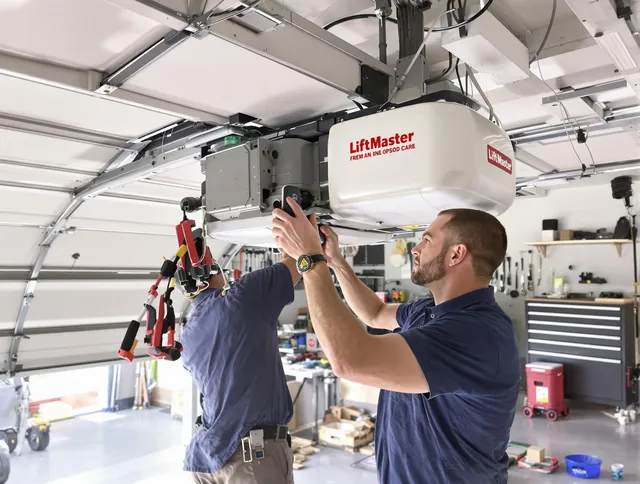 Brecksville Garage Door Repair technician performing advanced diagnostics on garage opener in Brecksville